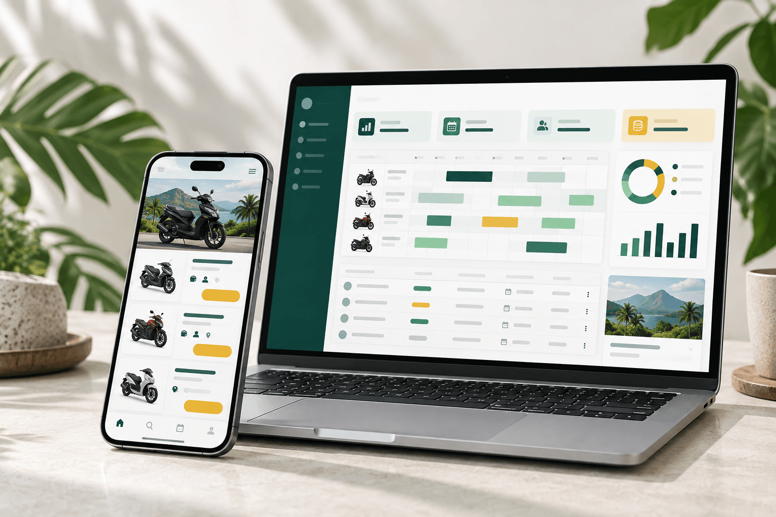 Dashboard pemilik rental dan toko rental pelanggan