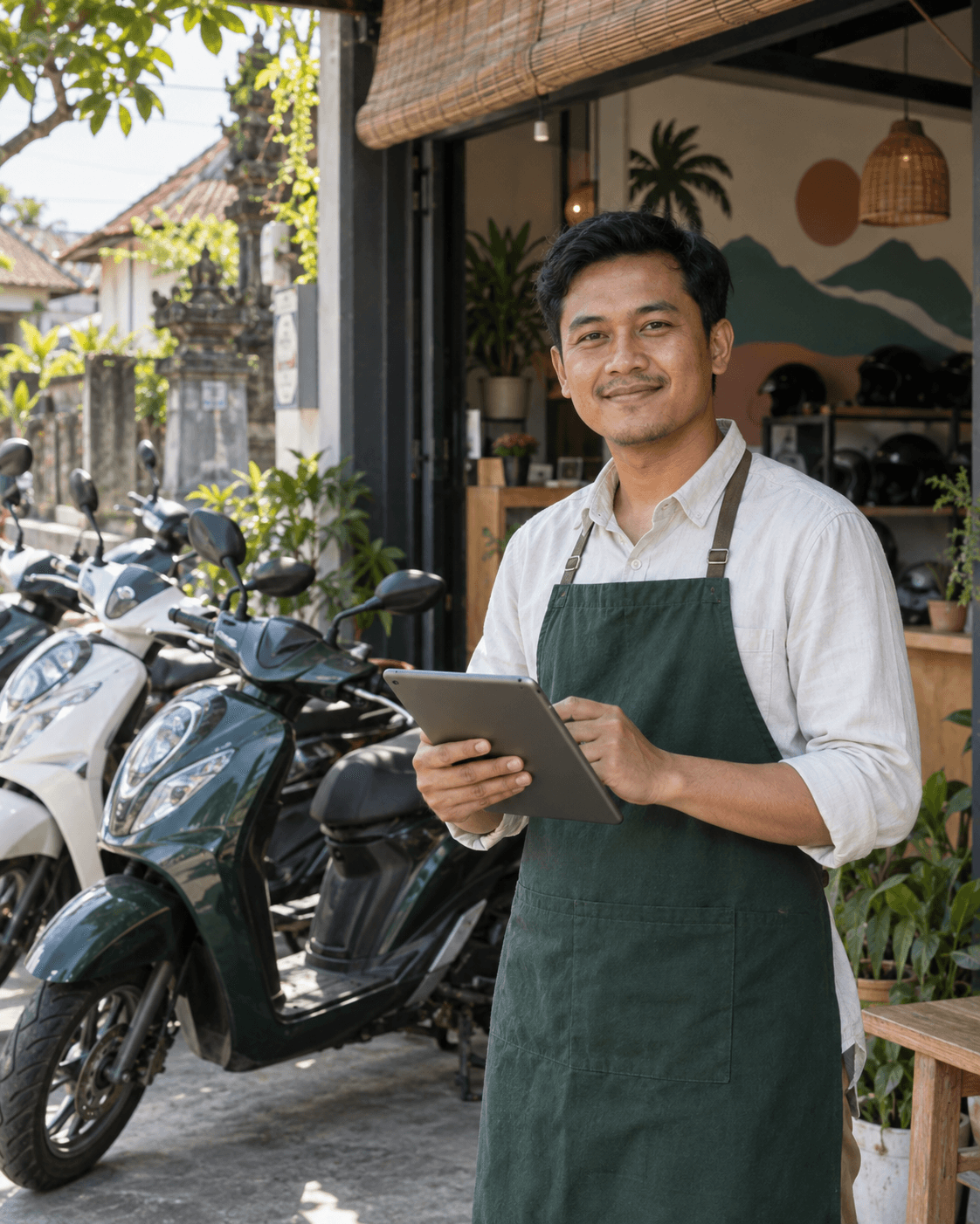 Pemilik rental mengelola bisnisnya